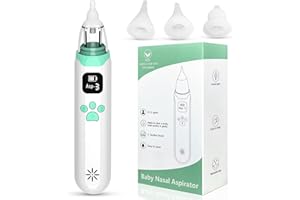 Deuknice Electric Baby Nasal Aspirator, Baby Nose Cleaner, Baby Nose Sucker Vacuum Cleaner, Rechargeable Nose Cleaner with 3 Silicone Nozzles and 3 Suction Levels，White&Green