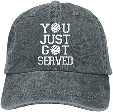 Men Women You Just Got Served Volleyball Yarn-Dyed Denim Baseball Hat Adjustable Street Rapper Hat Asphalt
