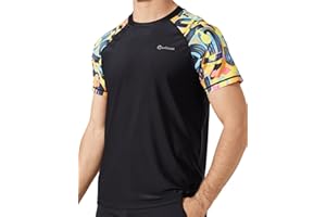 cioiniei Men's Swim Shirts UPF 50+ Sun Protection Shirts Short Sleeve Fishing Rash Guard Loose-Fit T-Shirt for Quick Dry