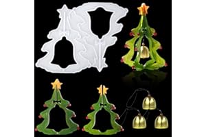 Voyyphixa Stampo Silicone 3D Albero di Natale per Resina con Campanello Stampo per Resina Epossidica Natale Christmas Resin Mold Stampi per Colata Pendente Fai da Te Decorazioni Natalizie