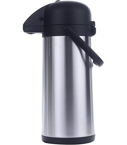 Airpot Pompkan van roestvrij staal, 2,2 liter, thermoskan voor warme en koude dranken, thermo, koffiepot, drankdispenser, dubbelwandig, draaibaar, lekvrij