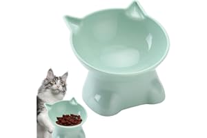 Gamelle surélevée pour chat, anti-vomissement, inclinable à 15 degrés | Gamelle peu profonde de 13,5 cm, gamelle surélevée pour chaton, nourriture et eau pour petits chiens d'intérieur Pewell