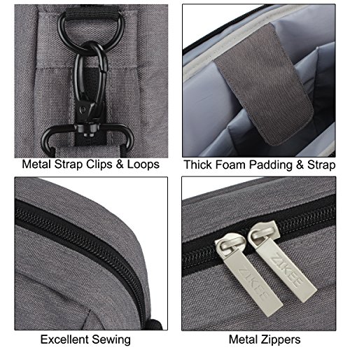 Zikee 13,3-14 Zoll wasserfeste und 360° stoßfeste Messenger-Bag als Schutz für Ihren Laptop/Notebook mit Handgriff und Schultergurt für Schule, Studium, Reisen und im Büro und für geschäftliche Nutzung (Grau) - 8