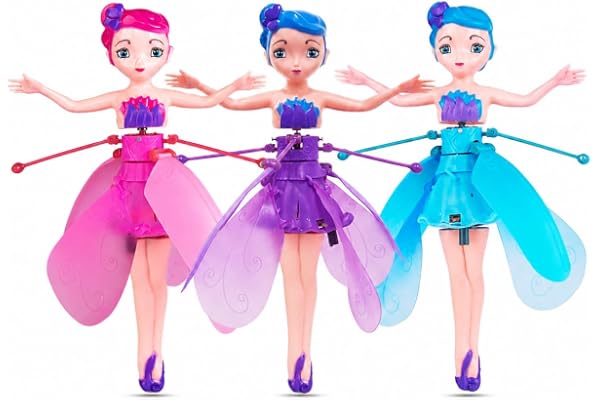 Sky Dancers Flying Fairy Doll for Girls USB Rechargeable Fairy Doll with LED Light Hand Sensor Flying Princess Doll for Kids Dolls for Girls Flying Toy For Kids Pack Of 1 Color May Vary