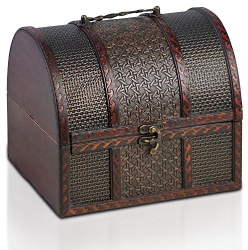 Piraten-Schatztruhe von Thunderdog – Holztruhe braun – Handarbeit Vintage mit und ohne Schloss verschiedene Größen – das ideale Geschenk unsere Schatzkiste (Paris L) - 7