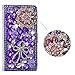 Produktbild spritech (TM) PU Leder Wallet Case 3D handgefertigt Sparkle Rosa Kristall Design Blume Schmetterling verziert SIM zusammenklappbar Smartphone geschützt Cover mit kartenfächer, metall, violett, Google Nexus 5