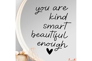 AOZUO 3 calcomanías de espejo, calcomanías de espejo con cita inspiradora, calcomanías autoadhesivas para decoración de baño de niña, calcomanías de citas positivas, calcomanías de oración