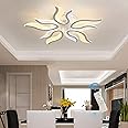 Ganeed Modern LED Ceiling Light, 50W Flush Mount Chandelier, Dimmable Acrylic Flame Shape Ceiling Lamp for Living Room, Hallway, Bedroom, with Remote Control