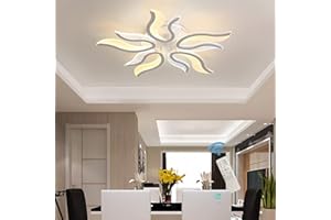 Ganeed Modern LED Ceiling Light, 50W Flush Mount Ceiling Chandeliers Lights Fixture, Dimmable Acrylic Flame Shape Ceiling Lamp Chandelier for Living Room, Hallway, Bedroom, with Remote Control