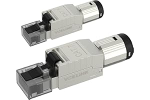 VCELINK Wtyczka RJ45 bez narzędzi wtyczka sieciowa Cat7, bez narzędzi, do kabli instalacyjnych Cat7 Cat6A, konfekcjonowana w polu, ekranowana, 10 Gbit/s 600 MHz, 2 sztuki