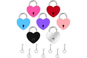 BAIYUANLI Lucchetto Colorato con Chiavi 7pcs Piccolo Lucchetti Per Bagagli a Forma di Cuore, Lucchetti Squisiti Per Valigie, Zaini da Viaggio, Wardrove, Quotidiano, 7 Colori (32 * 25 * 6mm)