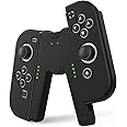 JINGDU Joy Con Charging Grip Handle for Nintendo Switch/OLED, Joystick Charging Comfort V-Shaped Game Grip Controller with Battery Indicators, High Speed Charge While Play, Black