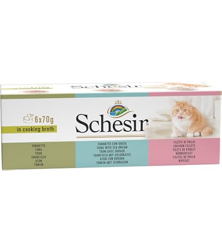 Schesir - Nourriture Humide Pour Chat Au Thon Et Jambon En Gelée - 8 Boîtes De 140g - Ingrédients 100% Naturels, Sans Cruauté - 9