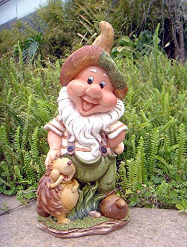 Design Zwerg mit Igel 37 cm Hoch Deko Garten Gartenzwerg Figuren Dekoration 7 verschiedene Design