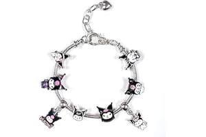 Ubephant Pulseras Kuromi, Kuromi Pulseras Niña, Pulsera Sanrio, K-uromi Pulsera Amistad, K-uromi Anime P-ulsera 17+5cm P-ulsera De Ajustable para Fiestas De Regalo De Cumpleaños De Niñas
