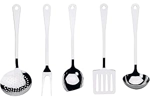Alessi AJM19S5 L - Set di Mestoli da Cucina di Design in Acciaio Inossidabile 18/10, 5 Pezzi