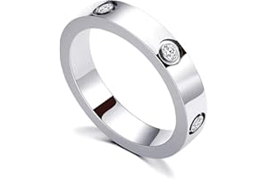 RIXERKOC Anillo de Amor para Mujeres Circonita de Acero Inoxidable Anillo de Promesa Alianza de Boda Joyería Día de San Valentín Regalos de Cumpleaños para Mujeres Niñas