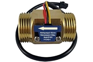 DIGITEN SENSTREE G1" Male Thread Brass Water Flow Sensor, Hall Effect Sensor Flow Meter Flowmeter Counter 2-50L/min