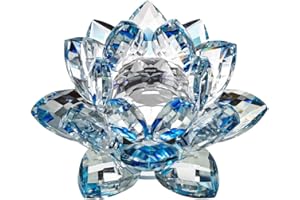 VQEOEOT Lotus Crystal, Feine Quarz Kristallglas, Blume Natursteine Mineralien, Lotusblume Ornamente, Feng Shui Kugel Kristalle, Wohnaccessoires Handwerk, Tischdekoration, Hochzeit Souvenirs, bleu