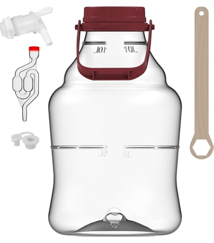 Gärbehälter 10L Für Wein Weinballon 10L Mit Kunststoffkorb – Weithalsballon, Gärballon Für Hobbywinzer