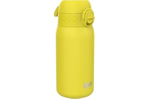‎ION8 ion8 Kinder Trinkflasche, Edelstahl Leicht 400ml, Nicht Isoliert, Auslaufsicher, Einhandöffnung, Sichere Verriegelung, Spülmaschinenfest, Klappdeckel, Tragegriff, Leicht zu Reinigen