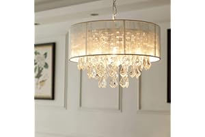 ‎SM SAINT MOSSI Saint Mossi Moderne K9 Kristall Regentropfen Kronleuchter Beleuchtung Unterputz LED Deckenleuchte Pendelleuchte für Esszimmer Badezimmer Schlafzimmer Wohnzimmer Breite 43 x Höhe 27 cm