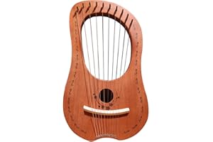 DJOWYH Arpa de lira, instrumento de lira de caoba de madera maciza, portátil 10 cuerdas de metal Lye Arpa Madera Maciza Instrumento de lira de caoba para adultos/niños/principiantes
