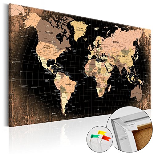 Neuheit! Weltkarte mit Kork Rückwand 60x40 cm - einteilig Bilder Leinwandbild Poster Pinnwand Kunstdruck Weltkarte Karte Welt Landkarte Kontinent k-B-0011-p-b 60x40 cm B&D XXL