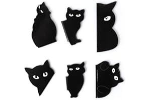 Bewudy Lot de 6 marque-pages magnétiques assortis mignons - Marque-page en forme de chat pour les amoureux des chats - Marque-page aimantés pour enseignants, école, maison, bureau (lot de 1)