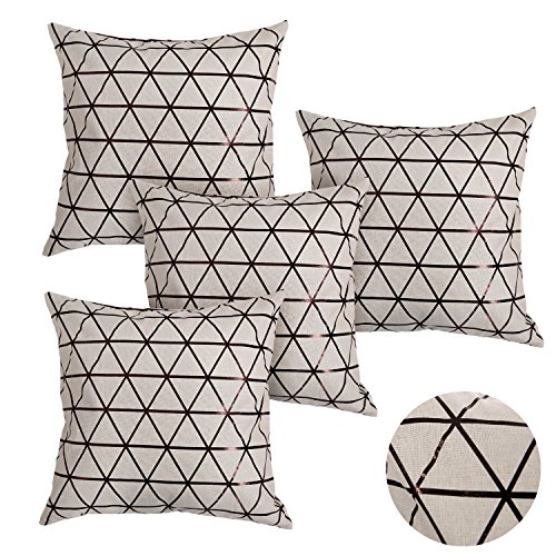 Deconovo Sofakissenbezug uni Kissenbezüge Auto Foliendruck 40x40 cm Dreieck Rotbraun 4er set