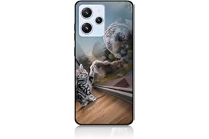 DiaryTown Funda para Xiaomi Redmi 12 4G Carcasa Protectora Antigolpes Silicona Case con Animale Diseño Bonito Cubierta Ultra Thin Cover Negro Mate Funda para Redmi 12 4G - Lindo Gato/Tigre