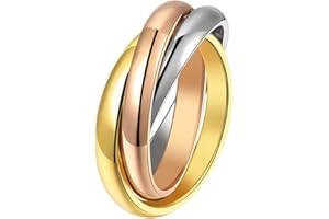 HIJONES Donna Acciaio Inossidabile 3 Colore Interbloccate Anello