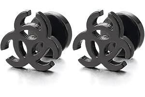 COOLSTEELANDBEYOND Noir Trinité Boucles d'oreilles Homme Femme - Clous d'oreille - Acier Inoxydable - 2 Pièces