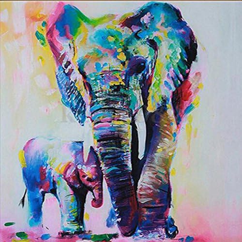 5D Diamond Painting Kit DIY Rhinestone Embroidery Cross Stitch Arts Craft For Home Wall Decors 11.8*11.8 inch (30*30cm)?Oil Painting Elephant Mother and Baby