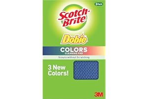 Scotch-Brite Dobie Lot de 3 tampons à récurer Multifonctions pour Cuisine, Salle de Bain et Maison (Bleu, Vert, Rouge)