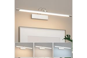 Actask LED Bathroom Mirror Light, Nickel Picture Lights for Wall with Switch IP44 270° Adjustable 60CM 3CCT 10W 750lm, Bathroom Lighting with Warm/Natural/White Light for Living Room Bedroom