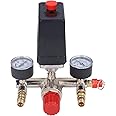 Jeanoko Air Compressor Pressure Valve Kit, Air Compressor Pressure Switch 90‑120PSI Clear Display Manifold Regulation Rugged Vertical for Pump