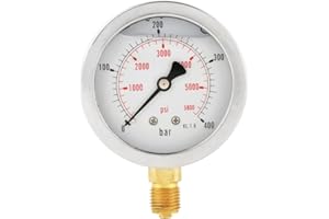FDIT 0-400BAR 0-5800PSI G1 / 4 63mm Calibrador de Presión Hidráulico de Dial Medidor de Alta Precisión