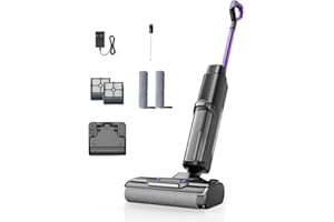 Vozascly W15 Aspirapolvere Senza Fili Intelligente, 3 in 1 Lavapavimenti, 45Min di Autonomia, 65dB Avanzamento Automatico, Pulizia dei Bordi, Potente Aspirazione per Peli di Animali su Pavimenti Duri