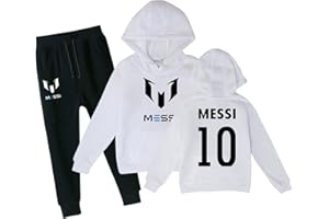 Générique Maillot de football pour enfants IN-TER MIA-MI #10 ME-SSI Ensemble sweat à capuche et pantalon de survêtement pour garçons Cadeau de football pour garçons