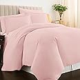 Pizuna Pure Combed Cotton Single Size Duvet Cover 140x200 cm Light Pink, 400 Thread Count Cool Breathable 100% Long Staple Cotton Sateen Weave Quilt Cover & 1 Pillowcase (Light Pink Bedding Set)