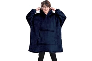 Lushforest Blanket Hoodie for Kids, Oversized Blanket Hoodie for Girls Boys, Wearable Blanket Hoodie Sweatshirt, Super Soft Sherpa Fleece Dressing Gown Throw Hooded Rob with Pocket