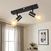 Kimjo E27 Deckenlampe LED Schwarz, Modern Spots Deckenleuchte 2 Flammig | Deckenstrahler 2 Flammig, 350° Schwenkbar Deckenspo