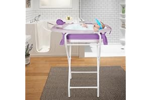 HUOLE Baignoire Bebe avec Support, Baignoire Xxl Avec Support Bébé sur Pied - Sécurisée et Confortable Bassine Pliable Bebe,Idéale Pour La Douche – (Style 5) 81,5 x 48 x 21 cm - Violet