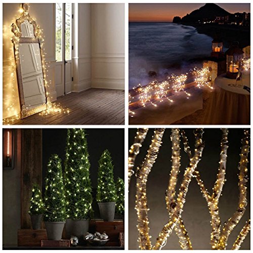 Solar Lichterkette,LED Kupfer Lichterkette, ALED LIGHT 200 LED 20 Meter Lichterkette Wasserfest String Beleuchtung Ambiente für Außen Landschaft, Terrasse, Garten, Schlafzimmer, Camping, Weihnachtsfest, Hochzeit [Energieklasse A+] (Warmweiß) - 7