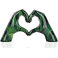 DOVDOV Resin Sculpture, Fluid Green Heart Decoration, Modern Art Statue for Home Decor for Valentine's Day, Wedding, Anniversary