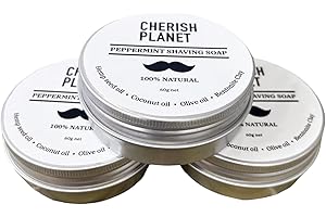 CHERISH PLANET Natural Hemp & Coconut Oil Peppermint Shaving Soap in Reusable Metal Tin (Single)