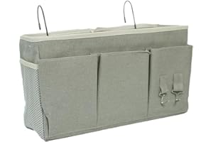 croselyu 3 grids Home Multifunctional Bedside Hanging Bag College Dormitory Bedside Cloth Hanging Basket Bed Clutter Sorting Storage Bag Magazine Book Storage Bag,1 pce (Gray)