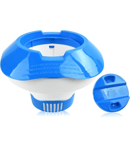 Doseur De Chlore Flottant PRODUCTOS Q.P - 200 Gr, Pour Pastilles De Chlore, Flotteur Blanc Et Bleu, Manuel, Pour Piscine