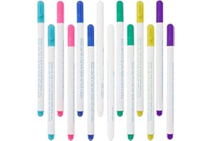 FOROREH 14 Penne Solubili in Acqua per Tessuto, 7 Colori, Pennarelli per Stoffa Cancellabili con Acqua per Punto Croce, Cucito, Ricamo, Vestiti, Pennarelli per Tessuto a Scomparsa